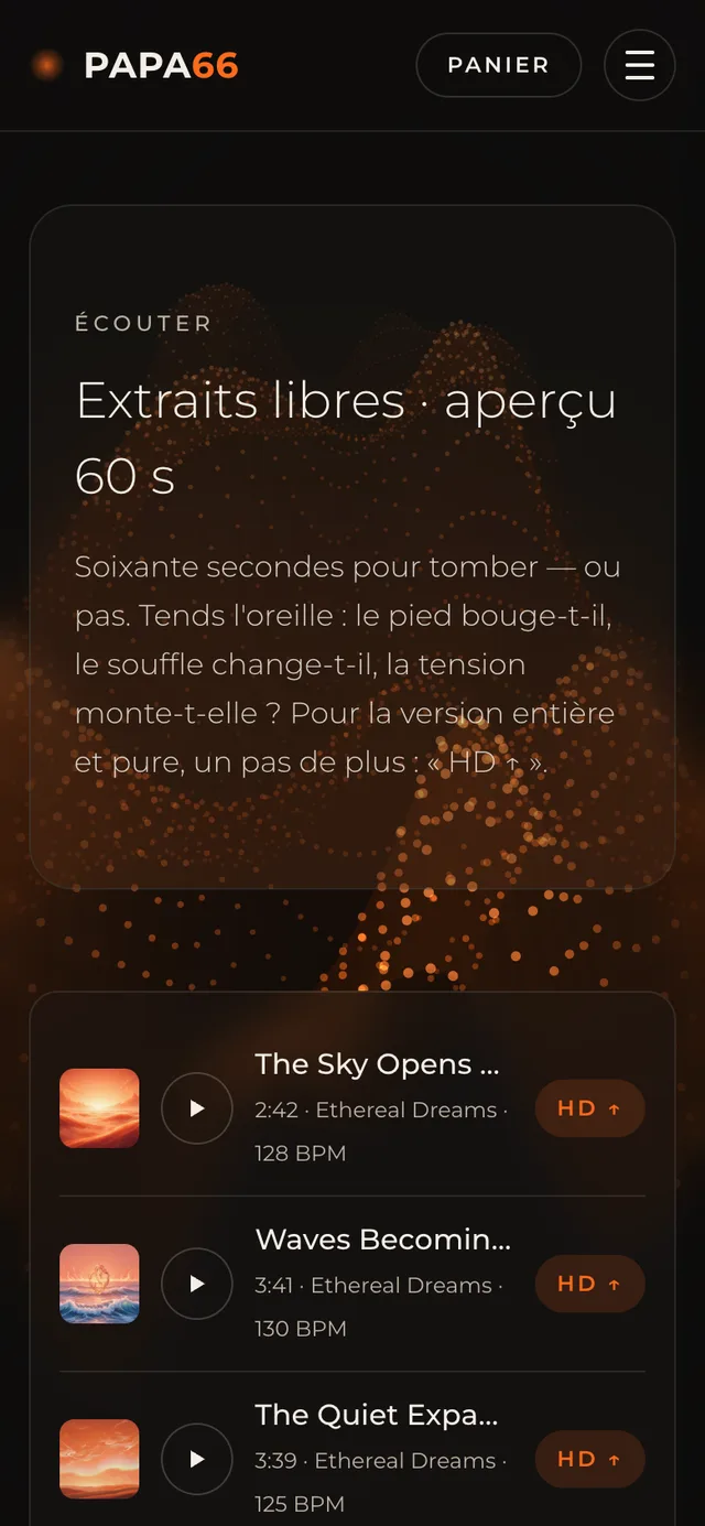 Écoute des extraits + achat