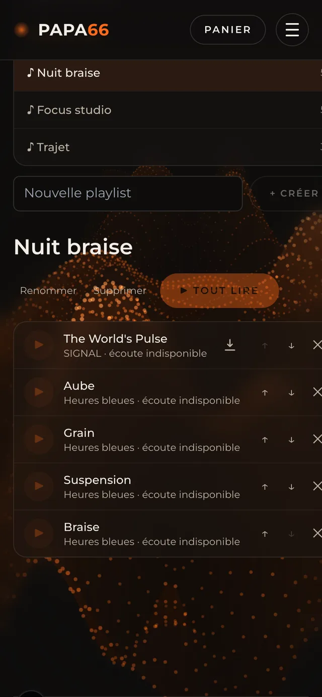 Une playlist ouverte dans l'app
